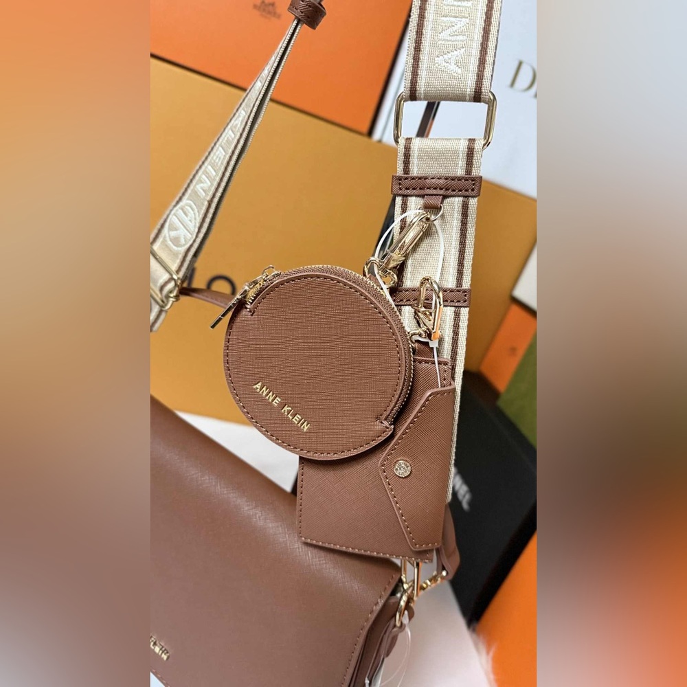 Anne Klein Tan Crossbody Bag with Gold Accents